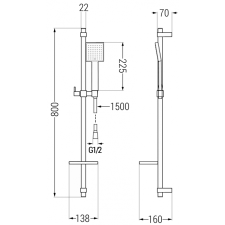 Mexen Cetus DQ45 kád készlet, Fekete - 744313DQ45-70 fürdőkellék