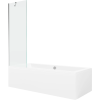 Mexen Cube téglalap alakú fürdőkád 170 x 80 cm burkolattal és 1-szárnyú paravánnal 60 cm, átlátszó, króm