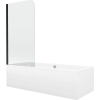 Mexen Cube téglalap alakú kád 170 x 80 cm burkolattal és 1-szárnyas paravánnal 70 cm, átlátszó, fekete