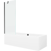 Mexen Cube téglalap alakú kád 170 x 80 cm burkolattal és 1 szárnyú paravánnal 70 cm, átlátszó, fekete