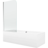 Mexen Cube téglalap alakú kád 170 x 80 cm burkolattal és 1-szárnyú paravánnal 75 cm, átlátszó, króm