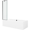 Mexen Cube téglalap alakú kád 180 x 80 cm burkolattal és 1 ajtós 50 cm-es zuhanyfallal, fekete mintás
