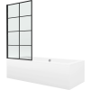 Mexen Cube téglalap alakú kád 180 x 80 cm burkolattal és 1-szárnyú 70 cm-es paravánnal, fekete fix minta