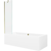 Mexen Cube téglalap alakú kád 180 x 80 cm burkolattal és 1-szárnyú paravánnal 50 cm, átlátszó, arany