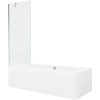Mexen Cube téglalap alakú kád 180 x 80 cm burkolattal és 1-szárnyú paravánnal 70 cm, átlátszó, króm