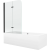 Mexen Cube téglalap alakú kád 180 x 80 cm burkolattal és 2-részes, 80 cm-es paravánnal, átlátszó, fekete