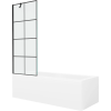 Mexen Cubik 170 x 70 cm-es téglalap alakú kád burkolattal és 1 szárnyú paravánnal, fekete minta - 550317070X9507007077