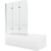 Mexen Cubik rektanguláris kád 160 x 70 cm burkolattal és 3-szárnyú tolóajtóval 120 cm, átlátszó, króm