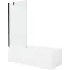 Mexen Cubik téglalap alakú kád 150 x 70 cm burkolattal és 1-szárnyas 80 cm-es válaszfallal, átlátszó, fekete