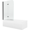 Mexen Cubik téglalap alakú kád 160 x 70 cm és burkolattal és 2 szárnyas kádparavánnal 80 cm, Átlátszó, Fekete - 550316070X900802