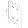 Mexen Cubik téglalap alakú kád 160 x 70 cm és burkolattal és 3 szárnyas kádparavánnal 120 cm, Átlátszó, Króm - 550316070X9012030