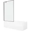 Mexen Cubik téglalap alakú kád 170 x 70 cm burkolattal és 1-szárnyas paravánnal 100 cm, fekete minta