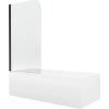 Mexen Cubik téglalap alakú kád 170 x 70 cm burkolattal és 1-szárnyú paravánnal 70 cm, átlátszó, fekete