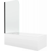 Mexen Cubik téglalap alakú kád 170 x 70 cm és burkolattal és 1 szárnyas kádparavánnal 70 cm, Átlátszó, Fekete - 550317070X900701