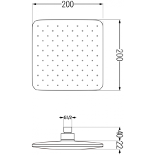 Mexen D-62 fejzuhany 20x20 cm, Arany - 79762-50 csaptelep