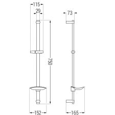 Mexen DB zuhanyrúd szappantartóval 75 cm, Króm - 79384-00 fürdőszoba kiegészítő