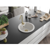 Mexen Diego  konyhai mosogató gránit 1 körmedence+ pop up szifon 488 x 480 mm, fehér , szifon  arany  - 6512481000-20-G Kör medencés