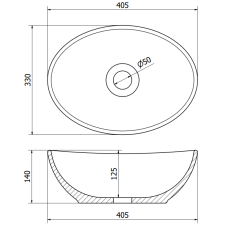 Mexen Elza munkalapi mosdó 40 x 33 cm, Fekete - 21014070 szaniter