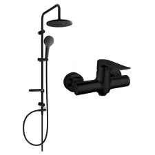 Mexen Erik fali zuhany szett fejzuhannyal és csapteleppel Pecos, Fekete - 72740205-70 fürdőkellék
