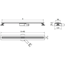 Mexen Flat 360° Slim forgó zuhanyfolyóka 90 cm, Króm - 1041090 fürdőkellék