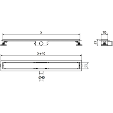 Mexen Flat M01 zuhanyfolyóka váza  70 cm, Fekete - 1720070-15 fürdőkellék