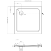 Mexen Flat négyzet alakú slim zuhanytálca  90 x 90 cm, Fehér, szifon Fekete - 40109090B