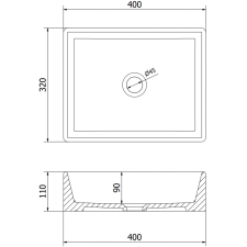 Mexen Goya munkalapi mosdó 40 x 32 cm, Fekete matt - 22184085 szaniter