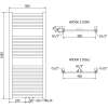 Mexen Hades fürdőszobai radiátor 1200 x 500 mm, 450 W, arany - W104-1200-500-00-50