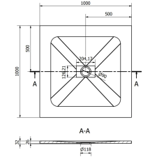 Mexen Hugo négyzet alakú zuhanytálca SMC 100 x 100 cm, Fekete - 42701010 fürdőkellék