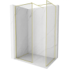Mexen Kioto-F Walk-in zuhanyfal kerettel 160 x 110 cm, átlátszó 8 mm, arany kefe - 800-160-202-04-55-110
