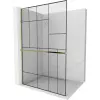 Mexen Kioto+ L Walk-in zuhanyfal polccal, 70 x 200 cm, fekete minta, arany