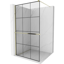 Mexen Kioto+ Walk-in Zuhanyfal - 100x200 cm - 8 mm Üveg - Fekete/Arany kád, zuhanykabin