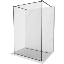Mexen Kioto Walk-In Zuhanyfal - 110x200 cm - 8 mm Üveg - Fekete kád, zuhanykabin