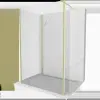 Mexen Kioto Walk-in zuhanyfal 115 x 90 x 40 cm, átlátszó, arany kefélt - 800-115-090-221-55-00-040