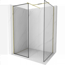 Mexen Kioto walk-in zuhanyfal 150 x 120 cm, fekete minta, arany fürdőkellék