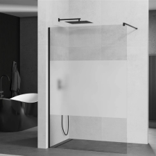 Mexen Kioto walk-in zuhanyfal - átlátszó/tej üveg / fekete profil - 100 cm (800-100-101-70-35) kád, zuhanykabin
