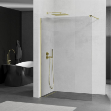Mexen Kioto walk-in zuhanyfal - átlátszó üveg / arany profil - 100 cm (800-100-101-50-00) kád, zuhanykabin