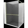 Mexen Kioto+ Walk-in zuhanyfal polccal 120 x 200 cm, grafit, arany csiszolt - 800-120-121-55-40