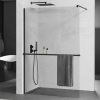 Mexen Kioto+ zuhanyfal polccal és korláttal 120 x 200 cm, Átlátszó 8 mm, Fekete - 800-120-121-70-00