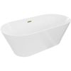 Mexen Luna Slim szabadon álló kád 170 x 75 cm, fehér, arany túlfolyó - 52041707500-50