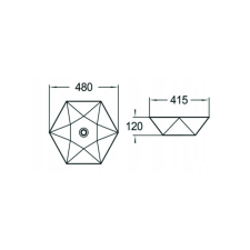 Mexen Mery munkalapi mosdó 48 x 41 cm, Fekete matt - 21984885 szaniter