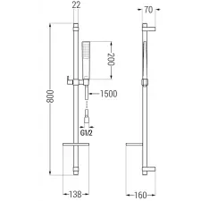 Mexen Mino DQ72 kád készlet, Fekete - 72403DQ72-70 fürdőkellék