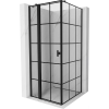 Mexen Mist T nyíló zuhanykabin bal 75 x 75 cm, fekete rács, fekete - 8A4T-075-075-70-77-L