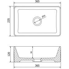 Mexen Nadia munkalapi mosdó 36 x 23 cm, Fekete matt - 21613685 szaniter