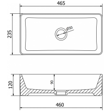 Mexen Nadia munkalapi mosdó 46 x 23 cm, Fehér/Fekete szegély - 21614607 szaniter