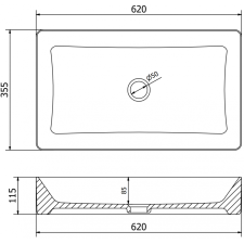 Mexen Nadia munkalapi mosdó 60 x 35 cm, Fehér/Fekete - 21616007 szaniter