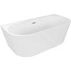 Mexen Oval+ szabadon álló fali kád 170 x 80 cm, fehér, csiszolt réz túlfolyóval - 52681708000-65