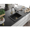 Mexen Pedro  konyhai mosogató gránit 1 medence+ pop up szifon 560 x 460 mm, fekete / króm, szifon  arany  - 6508561000-73-G 1 medencés