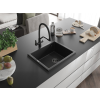 Mexen Pedro  konyhai mosogató gránit 1 medence+ pop up szifon 560 x 460 mm, fekete / króm, szifon  fekete  - 6508561000-73-B 1 medencés