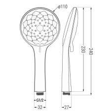 Mexen R-74 3 funkciós zuhanyfej, Króm/Fehér - 79574-00 csaptelep